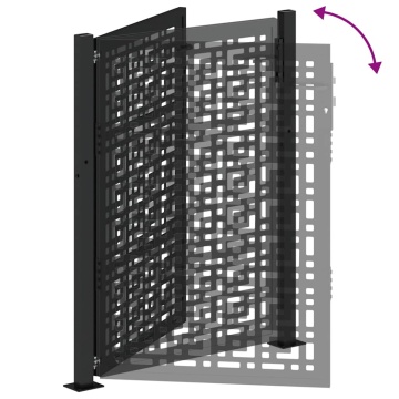 Poartă de grădină neagră 105x130 cm Design în cruce de oțel - Img 6