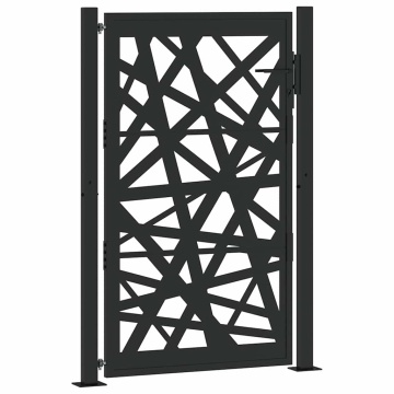 Poarta de gradina neagra 105x155 cm Design cu lumina din otel - Img 2