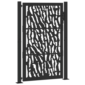 Poartă de grădină neagră 105x155 cm Design cu urme de oțel - Img 2