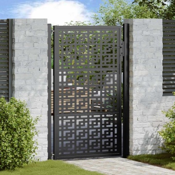 Poartă de grădină neagră 105x155 cm Design în cruce de oțel - Img 1