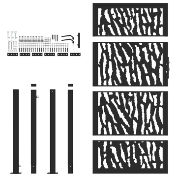 Poarta de gradina neagra 105x180 cm Design cu urme din otel - Img 4