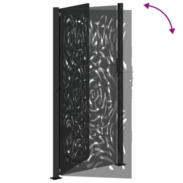 Poarta de gradina neagra 105x205 cm design flacara din otel - Img 6