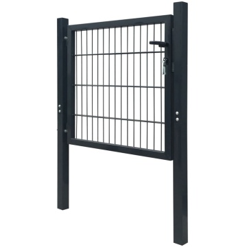 Poartă pentru gard 2D (simplă), gri antracit, 106x130 cm - Img 3