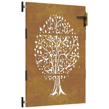 Poartă pentru grădină, 85x125 cm, oțel corten, model copac - Img 2