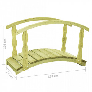 Pod de grădină cu balustradă, 170x74x105 cm, lemn de pin tratat - Img 5