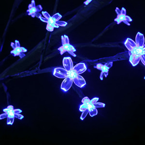 Pom Crăciun, 120 LED-uri lumină albastră, flori de cireș 150 cm - Img 5