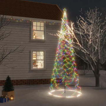 Pom de Crăciun cu stâlp de metal, 1400 LED-uri, colorat, 5 m - Img 1