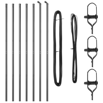 Posturi de gard 7 buc Gri Ø32 mm 170 cm Oțel galvanizat - Img 2