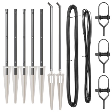 Posturi de gard cu vârf 7 buc Ø32 mm 60 cm Oțel galvanizat - Img 2