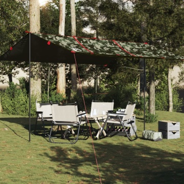 Prelată de camping, camuflaj, 451x420 cm, impermeabilă - Img 1
