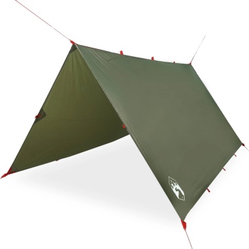 Prelată de camping, verde măsliniu, 306x306 cm, impermeabilă - Img 2