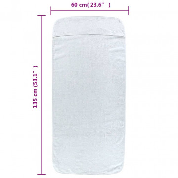 Prosoape de plajă, 4 buc., alb, 60x135 cm, textil 400 GSM - Img 7