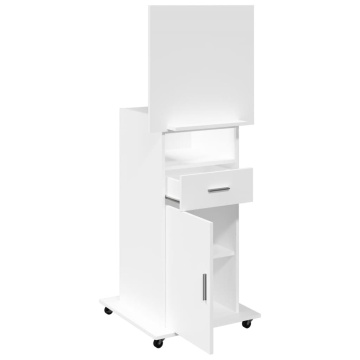Pupitru cu roți și sertar alb 55x55x107 cm lemn prelucrat - Img 7