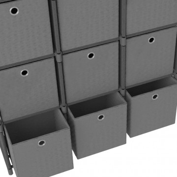 Raft 9 cuburi cu cutii, gri, 103x30x107,5 cm, material textil - Img 4