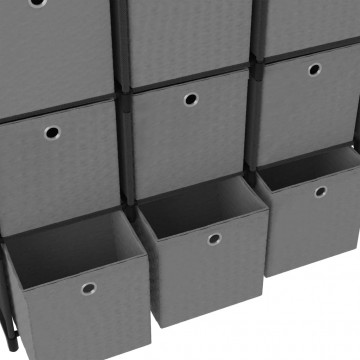 Raft 9 cuburi cu cutii, negru, 103x30x107,5 cm, material textil - Img 4