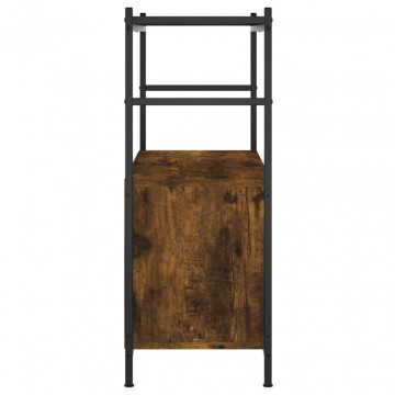 Raft de cărți stejar afumat 80x30x78,5cm lemn prelucrat și fier - Img 8