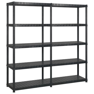 Raft de depozitare cu 5 polițe, negru, 170x40x185 cm, plastic - Img 1