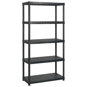 Raft de depozitare cu 5 polițe, negru, 183x45,7x185 cm, plastic - Img 2