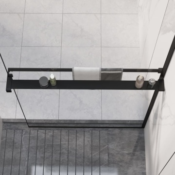 Raft de duș pentru perete cabină de duș, negru, 90 cm, aluminiu - Img 1