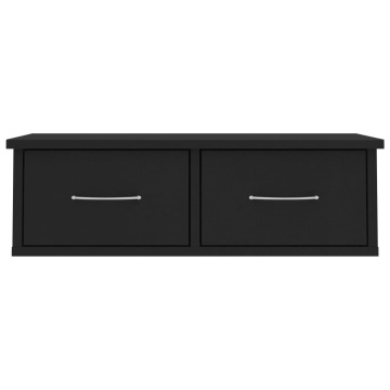 Raft de perete cu sertar, negru, 60x26x18,5 cm, lemn prelucrat - Img 4