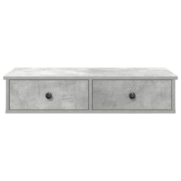Raft de perete cu sertare Gri beton 80x31x17 cm Lemn prelucrat - Img 4