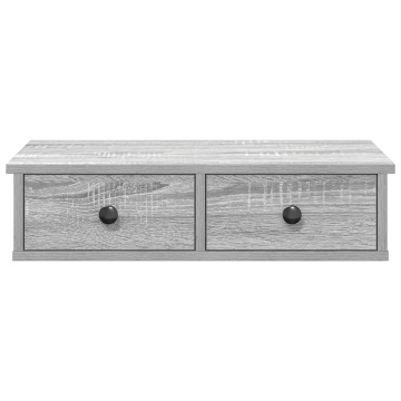 Raft de perete cu sertare Gri Sonoma 60x25x15 cm Lemn prelucrat - Img 4