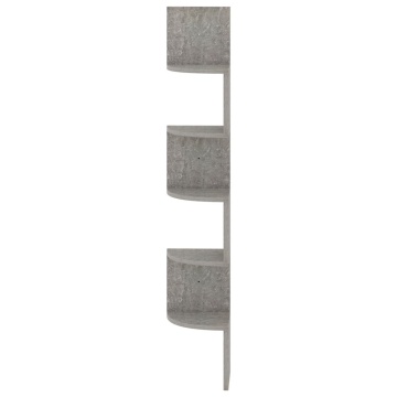 Raft de perete de colț, gri beton, 19x19x123 cm, lemn prelucrat - Img 7