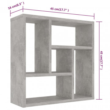 Raft de perete, gri beton, 45,1x16x45,1 cm, PAL - Img 5