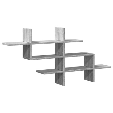 Raft de perete, gri sonoma, 124,5x18x60,5 cm, lemn prelucrat - Img 2