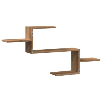 Raft de perete, lemn artizanal, 104x15x49 cm, lemn prelucrat - Img 5