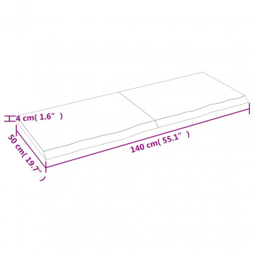 Raft de perete maro deschis 140x50x4cm lemn masiv stejar tratat - Img 4