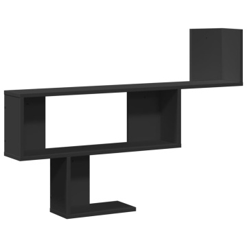Raft de perete, negru, 100x15x70 cm, lemn prelucrat - Img 2