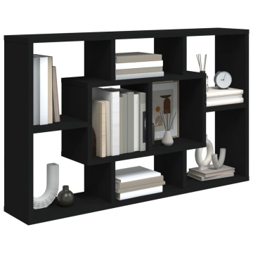 Raft de perete, negru, 85x16x52,5 cm, lemn prelucrat - Img 4
