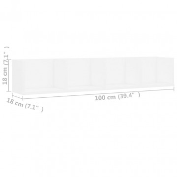 Raft de perete pentru CD-uri, alb, 100 x 18 x 18 cm, PAL - Img 5