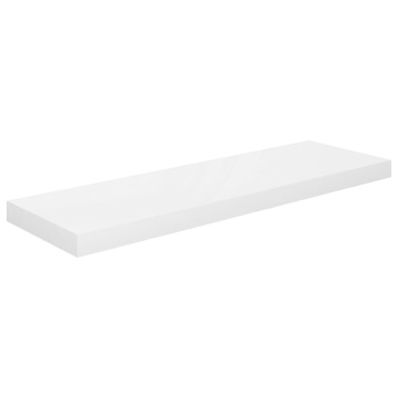 Raft de perete suspendat, alb extralucios, 80x23,5x3,8 cm, MDF - Img 2