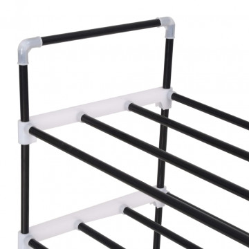 Raft încălțăminte cu 4 etajere din metal și plastic, Negru - Img 3