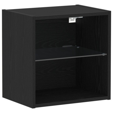 Raft suspendat Negru Stejar 40x28,5x40 cm Lemn prelucrat - Img 2