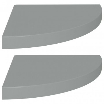 Rafturi colț de perete, 2 buc., gri, 35x35x3,8 cm, MDF - Img 2