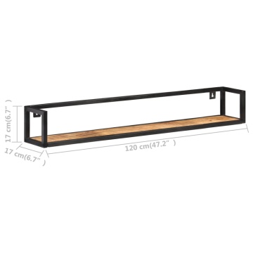 Rafturi de perete, 2 buc., 120 cm, lemn de mango nefinisat - Img 6