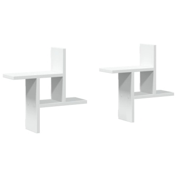 Rafturi de perete, 2 buc., alb, 38x12x38 cm, lemn prelucrat - Img 2