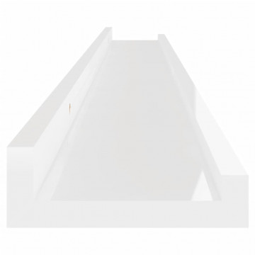 Rafturi de perete, 2 buc., alb extralucios, 100x9x3 cm - Img 6