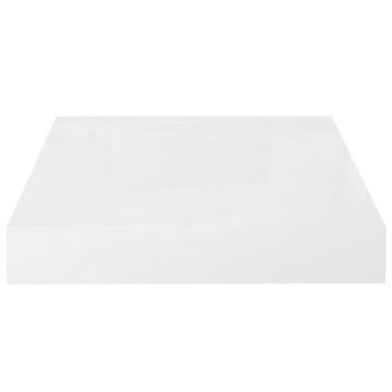 Rafturi de perete, 2 buc., alb extralucios, 23x23,5x3,8 cm, MDF - Img 8