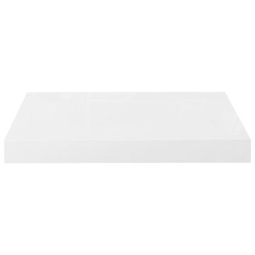 Rafturi de perete, 2 buc., alb extralucios, 40x23x3,8 cm, MDF - Img 8