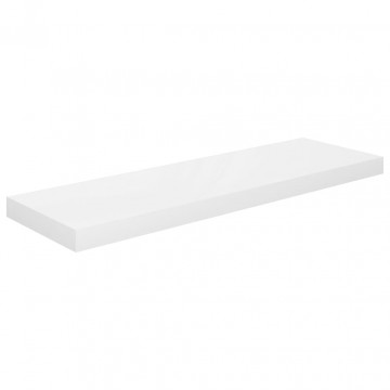 Rafturi de perete, 2 buc., alb extralucios, 80x23,5x3,8 cm, MDF - Img 4