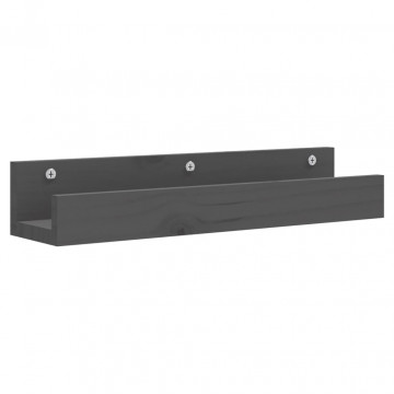 Rafturi de perete, 2 buc., gri, 50x12x9 cm, lemn masiv de pin - Img 3