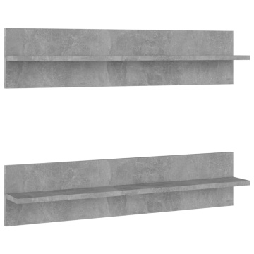 Rafturi de perete 2 buc. gri beton 80x11,5x18 cm lemn prelucrat - Img 2