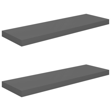Rafturi de perete, 2 buc., gri extralucios, 80x23,5x3,8 cm, MDF - Img 2