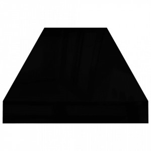 Rafturi de perete, 2 buc., negru extralucios 90x23,5x3,8 cm MDF - Img 5