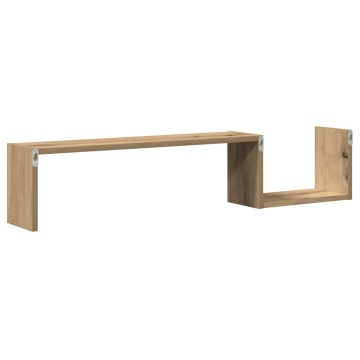 Rafturi de perete, 2 buc., stejar artizanal, 100x15x20 cm, lemn - Img 6
