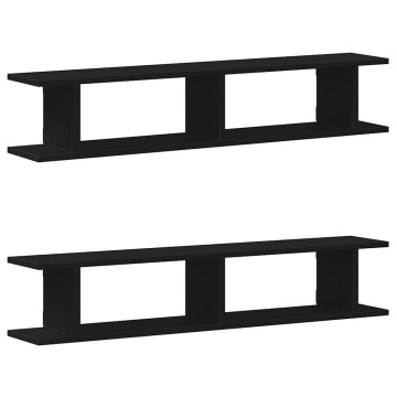 Rafturi de perete 2 buc Stejar negru 105x18x2 cm Lemn prelucrat - Img 2